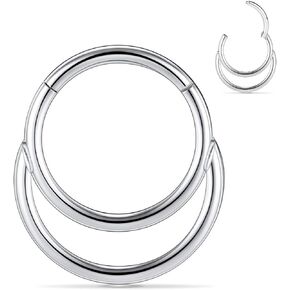 GAGABODY 18G Septum Jewelry Silver Daith Piercing 316L Surgical Steel Hinged Nose Ring Seamless Hoop Earrings 10mm Body Jewelry for Women Conch Clicker Double Hoop in Saudi Arabia