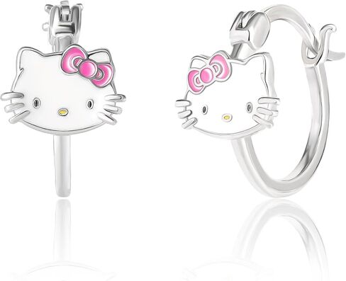 Hello Kitty Sanrio My Melody Womens Hoop Earrings - Silver Plated My Melody Earrings Officially Licensed in Saudi Arabia