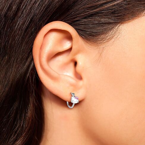 Hello Kitty Sanrio My Melody Womens Hoop Earrings - Silver Plated My Melody Earrings Officially Licensed in Saudi Arabia