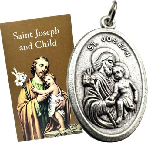 Westmon Works St Joseph Medal Set Italian Metal Pendant with USA Made Holy Saint Prayer Card in Saudi Arabia