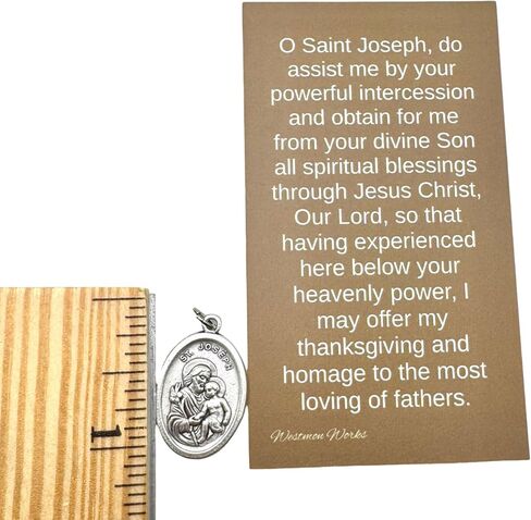 Westmon Works St Joseph Medal Set Italian Metal Pendant with USA Made Holy Saint Prayer Card in Saudi Arabia