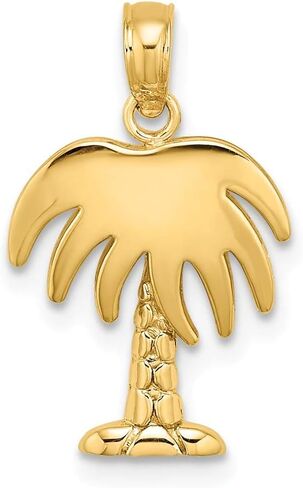 Solid 14k Yellow Gold CHARLESTON PALM TREE Charm Pendant - 14mm x 12mm in Saudi Arabia