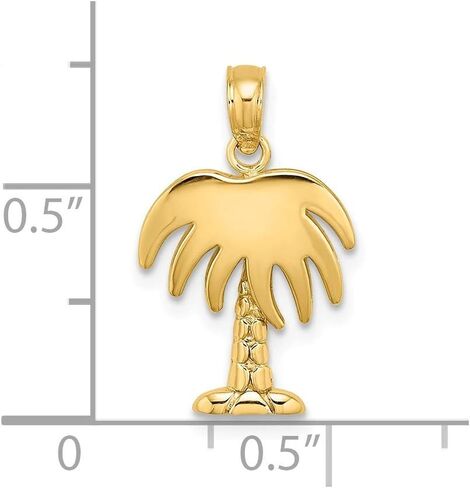 Solid 14k Yellow Gold CHARLESTON PALM TREE Charm Pendant - 14mm x 12mm in Saudi Arabia