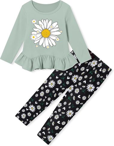 Caretoo Toddler Girl Girl Girl 2pcs Winter Winter Outfit Top and Print Print Climp in Kuwait