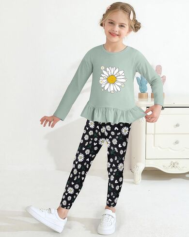 Caretoo Toddler Girl Girl Girl 2pcs Winter Winter Outfit Top and Print Print Climp in Kuwait