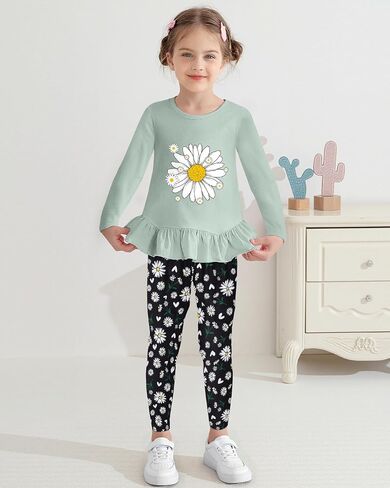 Caretoo Toddler Girl Girl Girl 2pcs Winter Winter Outfit Top and Print Print Climp in Kuwait