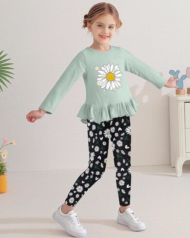 Caretoo Toddler Girl Girl Girl 2pcs Winter Winter Outfit Top and Print Print Climp in Kuwait