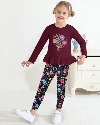 Caretoo Toddler Girl Girl Girl 2pcs Winter Winter Outfit Top and Print Print Climp in Kuwait