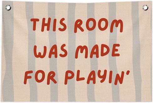 Playroom Wall Decor, This Room Was Made for Playin Trendy Preppy Playroom Hanging Canvas Banner Flag Wall Art Decor for Boys Girls Nursery Kids Room Bedroom Playroom, 20x30 in in Kuwait