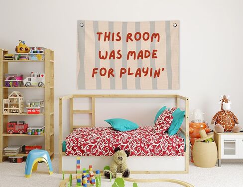 Playroom Wall Decor, This Room Was Made for Playin Trendy Preppy Playroom Hanging Canvas Banner Flag Wall Art Decor for Boys Girls Nursery Kids Room Bedroom Playroom, 20x30 in in Kuwait