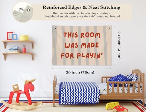 Playroom Wall Decor, This Room Was Made for Playin Trendy Preppy Playroom Hanging Canvas Banner Flag Wall Art Decor for Boys Girls Nursery Kids Room Bedroom Playroom, 20x30 in in Kuwait