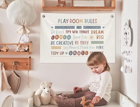 Playroom Wall Decor, This Room Was Made for Playin Trendy Preppy Playroom Hanging Canvas Banner Flag Wall Art Decor for Boys Girls Nursery Kids Room Bedroom Playroom, 20x30 in in Kuwait