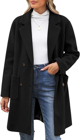 Women's Trench Coat Double Breasted Winter Coats Notched Collar Wool Blend Mid-Long Pea Coats for Women Fall Winter in Saudi Arabia