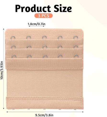 3 Pcs Women's Bra Extenders 5 Hooks 3 Rows Women Elastic BraExtender BraStrap Extender Stretchy BraExtensions Lady's BraBand Soft Comfortable Bra Hooks Replacement in Saudi Arabia