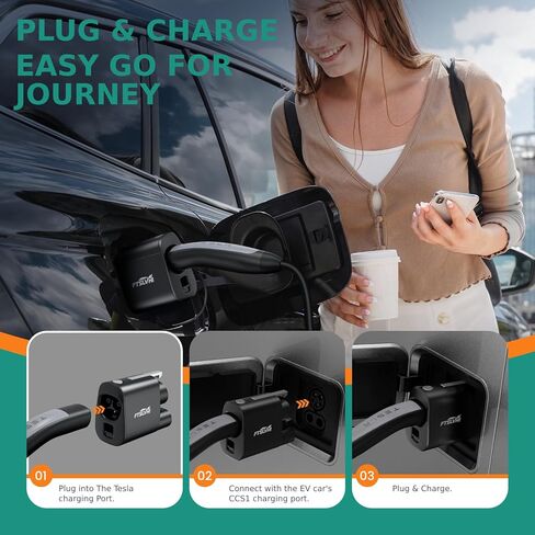 محول NACS TO CCS ، شحان Tesla Superchor to CCS1 Electric Oper NACS DC ، 500A 1000V ، متوافق مع محطات الشحن السريع V3/V4 DC لفورد EVS ، GM ، Nissan ، Rivian in Kuwait