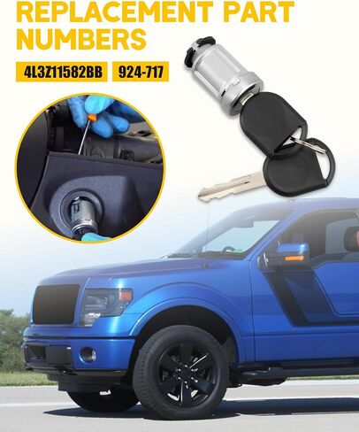 اسطوانة قفل مفتاح الإشعال مع مفاتيح رقائق مستجيب 2PC من فورد F150 F250 F350 Escape Focus Lincoln Mustang Mercury Mazda ، استبدال 924-717 4L3Z11582BB in Kuwait