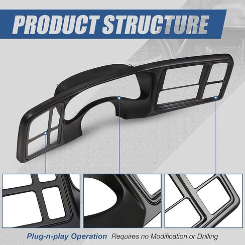 Auto Dynasty Gauge Cluster Instrument Panel Bezel Trim Compatible with Chevy Silverado Avalanche GMC Sierra Yukon 99-02, Textured Black in Saudi Arabia