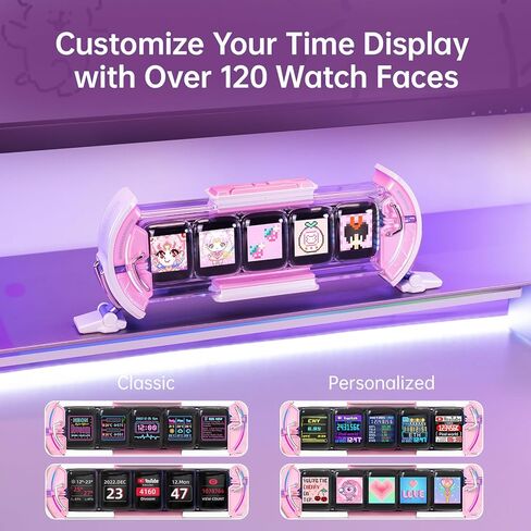 Divoom Times Gate - Cute Gaming Digital Clock with Smart App-Controlled, Support Weather Forecast, Stock Market/Exchange Rate, Social Media, Pixel Art Display for Gamers & Home Office Decor (Pink) in Kuwait