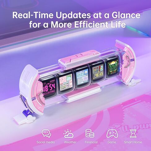 Divoom Times Gate - Cute Gaming Digital Clock with Smart App-Controlled, Support Weather Forecast, Stock Market/Exchange Rate, Social Media, Pixel Art Display for Gamers & Home Office Decor (Pink) in Kuwait