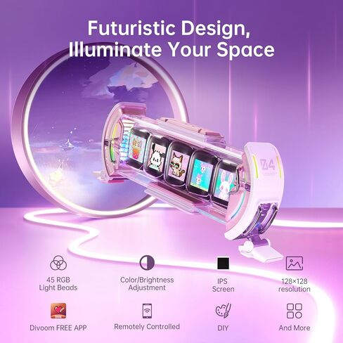 Divoom Times Gate - Cute Gaming Digital Clock with Smart App-Controlled, Support Weather Forecast, Stock Market/Exchange Rate, Social Media, Pixel Art Display for Gamers & Home Office Decor (Pink) in Kuwait