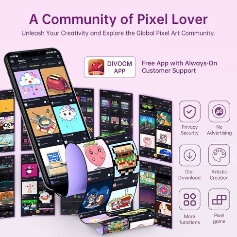 Divoom Times Gate - Cute Gaming Digital Clock with Smart App-Controlled, Support Weather Forecast, Stock Market/Exchange Rate, Social Media, Pixel Art Display for Gamers & Home Office Decor (Pink) in Kuwait