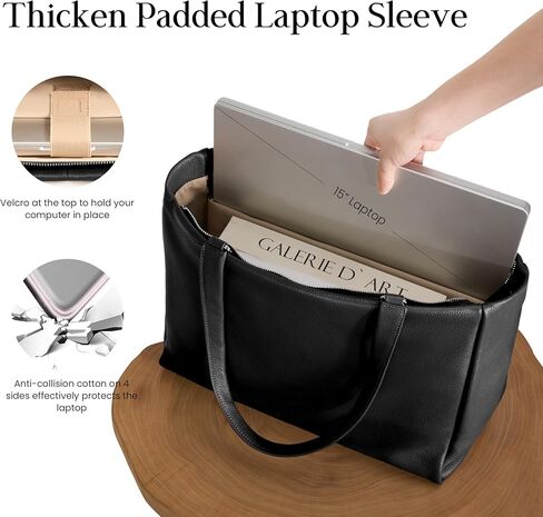 befen Genuine Leather Work Laptop Tote Bag for Women Ladies Totes Shoulder Purses Satchel Handbag with 15.6" Compartment in Saudi Arabia