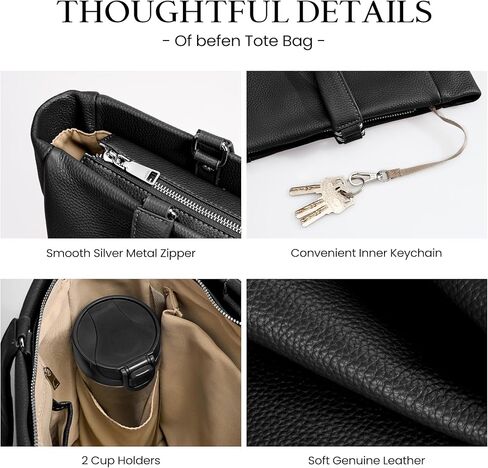 befen Genuine Leather Work Laptop Tote Bag for Women Ladies Totes Shoulder Purses Satchel Handbag with 15.6" Compartment in Saudi Arabia