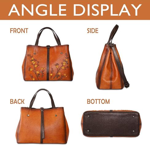 Genuine Leather Vintage Bag & Wallet Set for Women - Cowhide Crossbody Purse with RFID Blocking Wallet, Flower Embossed Retro Gift Combo in Saudi Arabia