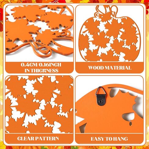 Croblissful 6 PCS Fall Leaves Decore Decor Autumn Wooden Wood Art Artgiving Maple Leaves Sign Wooden With Hook Fall Sculptures for Home Farmhouse عيد الشكر الداخلي في الهواء الطلق in Kuwait