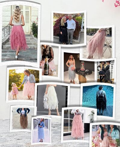 Tulle Skirts for Women A Line Fairy Tiered Skirt Midi Length High Elastic Waist Long Skirt in Saudi Arabia