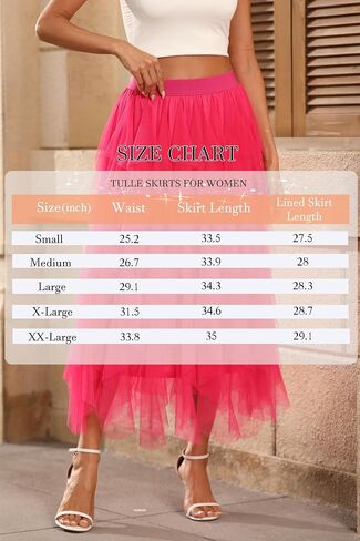 Tulle Skirts for Women A Line Fairy Tiered Skirt Midi Length High Elastic Waist Long Skirt in Saudi Arabia