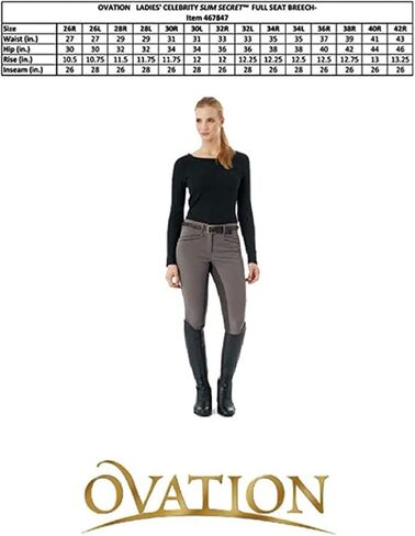 Ovation Women's Celebrity Slim Secret Moisture-Wicking Antistatic Flexible Horse Riding Breeches in Saudi Arabia