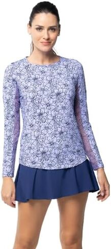 IBKUL Athleisure Wear Sun Protective UPF 50+ Icefil Cooling Diana Print Long Sleeve Crew Neck - 12930 in Saudi Arabia