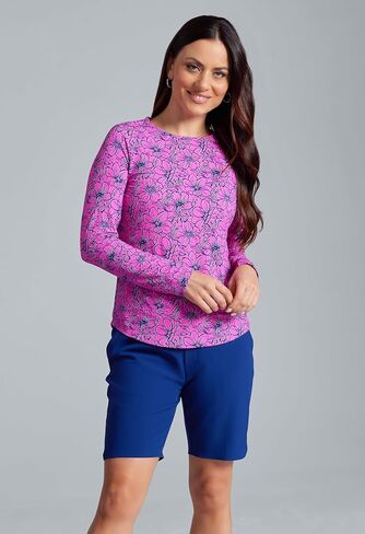 IBKUL Athleisure Wear Sun Protective UPF 50+ Icefil Cooling Diana Print Long Sleeve Crew Neck - 12930 in Saudi Arabia