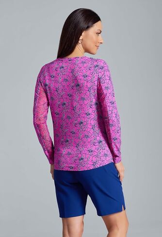 IBKUL Athleisure Wear Sun Protective UPF 50+ Icefil Cooling Diana Print Long Sleeve Crew Neck - 12930 in Saudi Arabia
