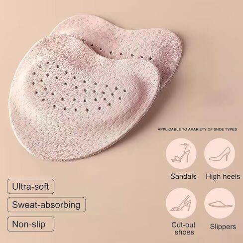 3 Pair Forefoot Pads for Women's Sandals & High Heels – Anti-Slip Shoe Pad Stickers, Self-Adhesive Foot Care Inserts for Travel, Sport & Outdoor (Beige) in Saudi Arabia
