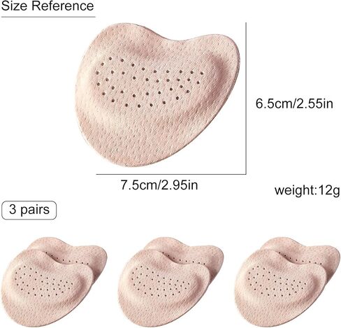 3 Pair Forefoot Pads for Women's Sandals & High Heels – Anti-Slip Shoe Pad Stickers, Self-Adhesive Foot Care Inserts for Travel, Sport & Outdoor (Beige) in Saudi Arabia