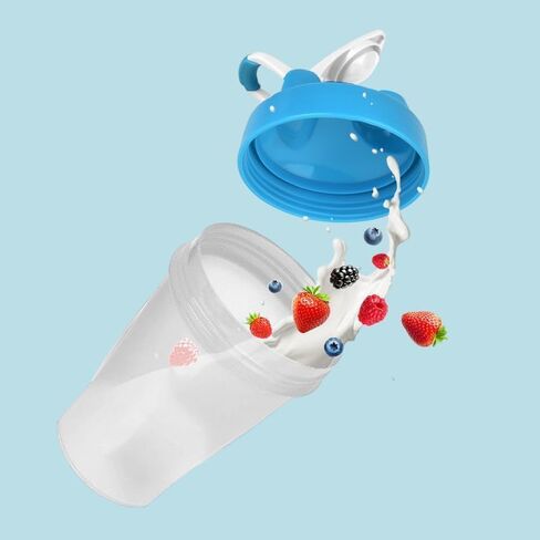 A Small Blue Water Cup w. Wide Mouth Screw Lid,Snap Cap & Classic Loop Hook,Scale Marks of 4-12 OZ,Pefect for Protein Shakes,Coffee,Smoothie.BPA Free,Certified Premium PP5,Dishwasher Safe,Leak Proof. in Kuwait