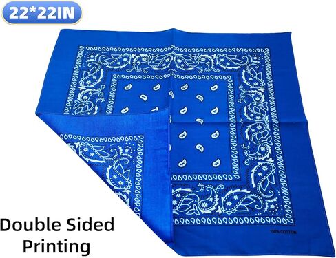 12 حزمة عصابة للرجال والنساء ، 22 × 22 بوصة الجوانب مزدوجة طباعة وشاح قطني سميك كبير ، وعصابات بيزلي متعددة الاستخدامات ملابس الرقبة للرياضة في الهواء الطلق in Kuwait
