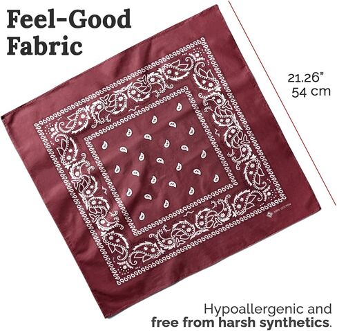 ZENO 100% Cotton & Natural Fibers Bandana Scarf - Soft, Durable, Machine Washable – Unisex for Men & Women in Saudi Arabia