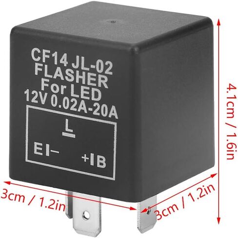تتابع Flasher ، CF14 JL-02 3-Pin 12V LED Flash Relay 0.02A-20A لإصلاح الإشارة المفرطة في الإصلاح الفلاش-مقاوم للماء ، مقاوم للغبار ، حياة طويلة (أسود) in Kuwait