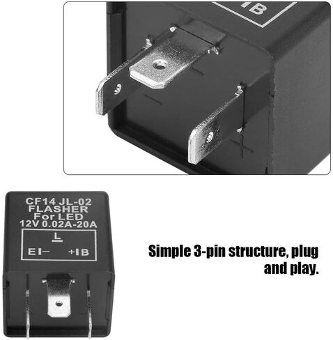 تتابع Flasher ، CF14 JL-02 3-Pin 12V LED Flash Relay 0.02A-20A لإصلاح الإشارة المفرطة في الإصلاح الفلاش-مقاوم للماء ، مقاوم للغبار ، حياة طويلة (أسود) in Kuwait
