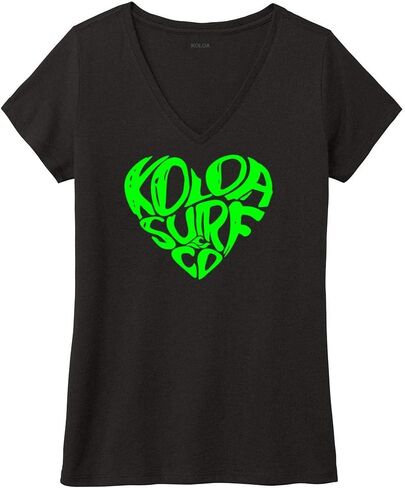 Koloa Surf Women's Heart of Gold Logo Perfect Tri V-Neck Tee Sizes XS-4XL in Saudi Arabia