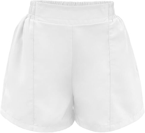 Yesfashion Girls Athletic Shorts with Zipper Pockets Elastic Waisted Running Shorts Soccer Gym Sports Active Short 4-13Y in Saudi Arabia