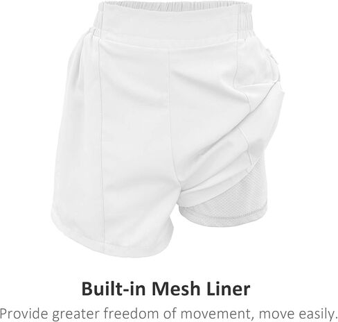 Yesfashion Girls Athletic Shorts with Zipper Pockets Elastic Waisted Running Shorts Soccer Gym Sports Active Short 4-13Y in Saudi Arabia