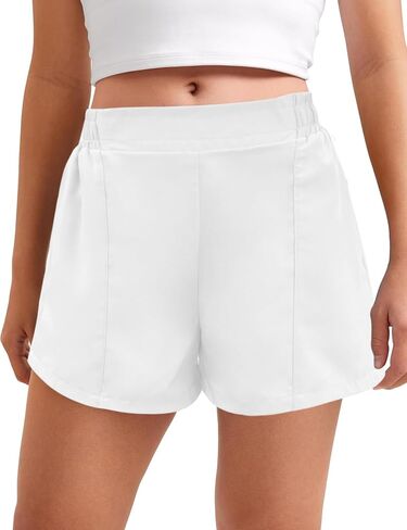 Yesfashion Girls Athletic Shorts with Zipper Pockets Elastic Waisted Running Shorts Soccer Gym Sports Active Short 4-13Y in Saudi Arabia