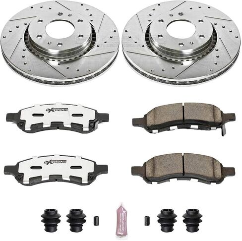 Power Stop K2059-26 Front Z26 Carbon Carbon Fiber Brake مع مجموعة دوارات الفرامل المحفورة والمنزعة لبويك رينير ، تشيفي تريلبليزر ، تشيفي تريلبليزر ، GMC Envoy ، GMC Envoy ، SAAB 9-7X [Model Complete] in Saudi Arabia