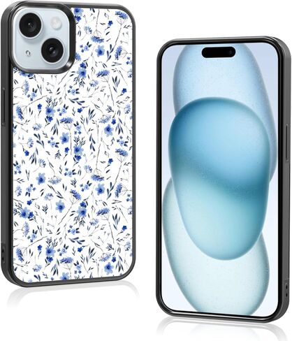 Cute Blue Flower Floral Aesthetic Phone Case for iPhone 12 & iPhone 12 Pro Case for Teen Girls Women Kids Girls -6.1Inch in Saudi Arabia