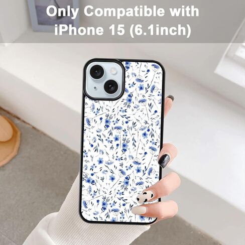 Cute Blue Flower Floral Aesthetic Phone Case for iPhone 12 & iPhone 12 Pro Case for Teen Girls Women Kids Girls -6.1Inch in Saudi Arabia