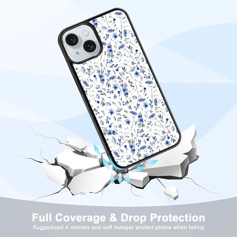 Cute Blue Flower Floral Aesthetic Phone Case for iPhone 12 & iPhone 12 Pro Case for Teen Girls Women Kids Girls -6.1Inch in Saudi Arabia